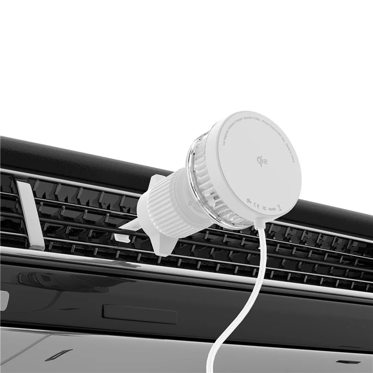 Achat en gros de chargeur sans fil magnétique pour voiture M32 Qi2 certifié 15W avec support de montage sur bouche d'aération et câble de 1m pour iPhone - Blanc