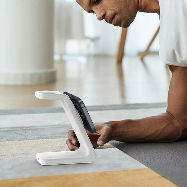 Massenkauf M3 3-in-1 magnetisches kabelloses Ladegerät für iPhone, Apple Watch und AirPods Ladestation (QI2 / QI / CE / FCC / ROHS / UKCA zertifiziert) - Weiß