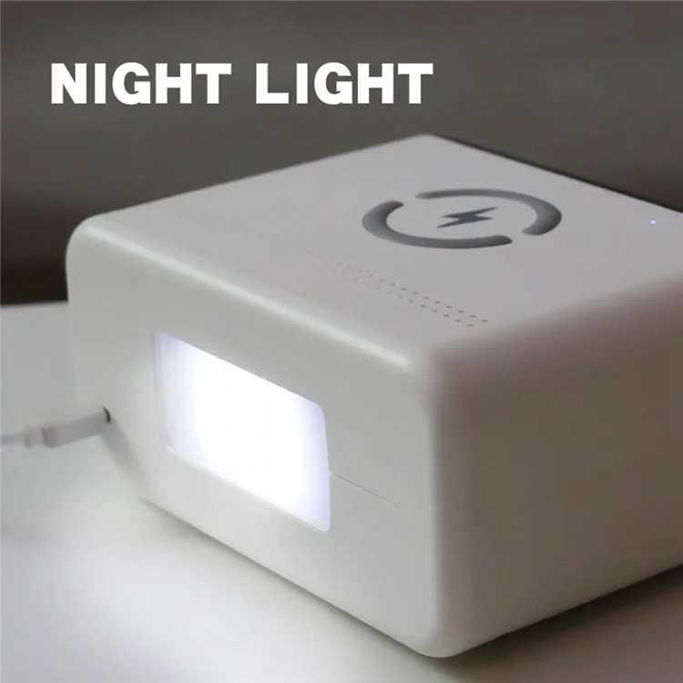 Night Lights Bluetooth-compatible Speaker with 15W Wireless Charging, Large Display Alarm Clock - Blue