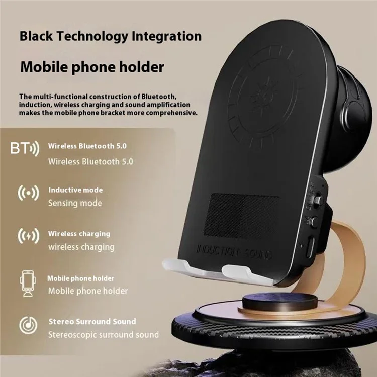 15W Wireless Charger Phone Holder Multifunctional Rotating Phone Charging Stand with Sensor Speaker