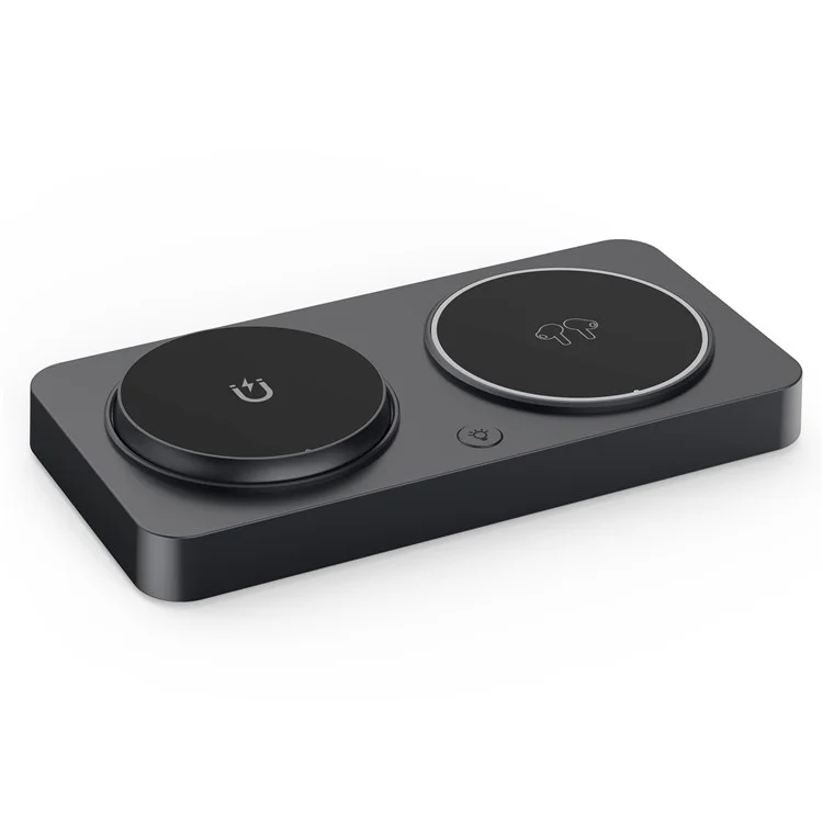 Y388 Support de charge pliable 3-en-1 pour téléphone, montre et écouteurs, chargeur sans fil magnétique avec veilleuse - Noir