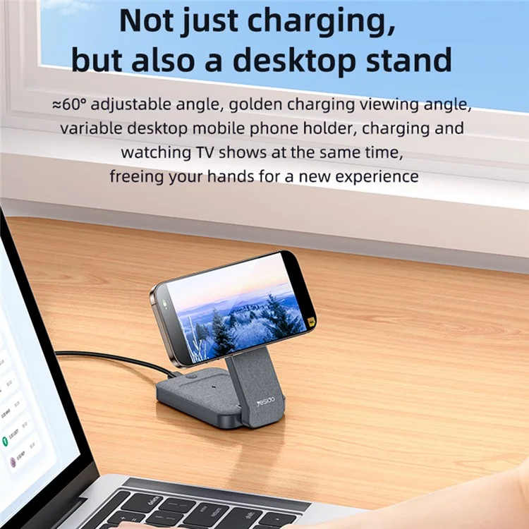Soporte de carga plegable YESIDO DS26 con luz nocturna, carga inalámbrica magnética para teléfono, reloj y auriculares