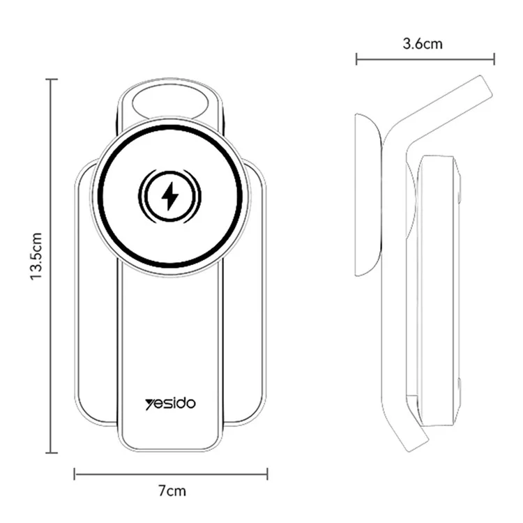 Soporte de carga plegable YESIDO DS26 con luz nocturna, carga inalámbrica magnética para teléfono, reloj y auriculares
