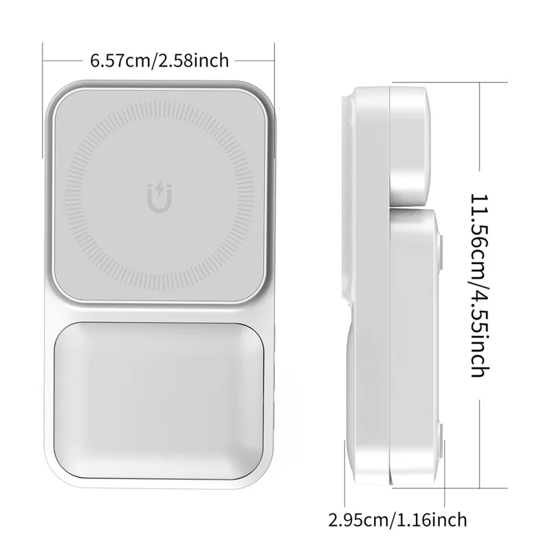 S1 3-in-1 Wireless Magnetic Charging Station Phone Watch Earphone Charging Stand - White
