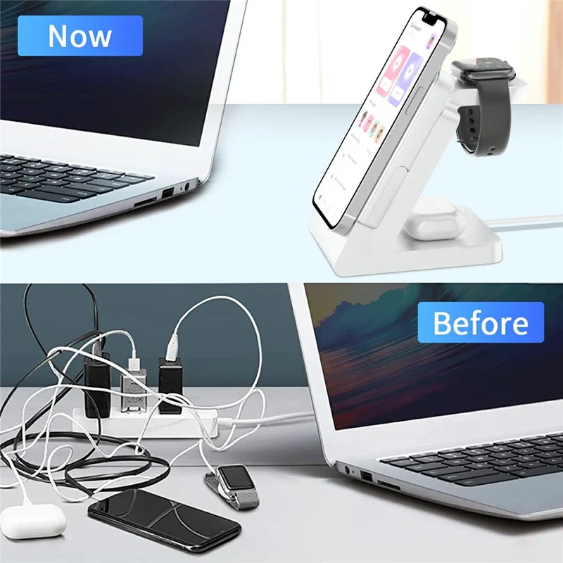 X559 Multi-Function 3-in-1 Detachable Wireless Charging Station 5000mAh Power Bank - White