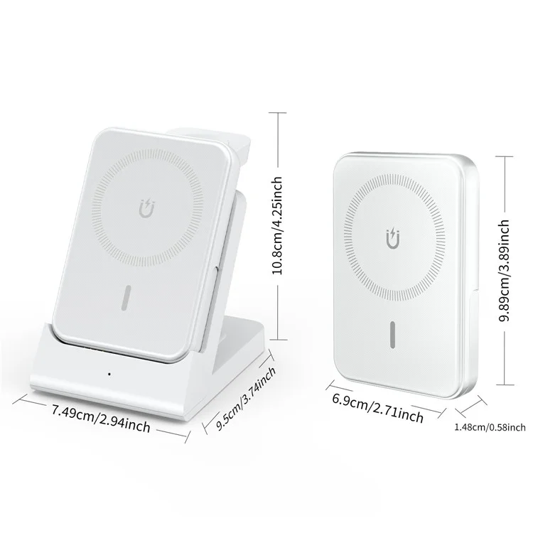 X559 Multi-Function 3-in-1 Detachable Wireless Charging Station 5000mAh Power Bank - White