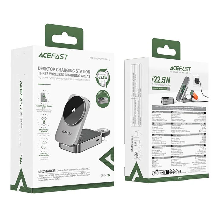 Caricatore wireless da scrivania 3 in 1 ACEFAST E22 con supporto pieghevole