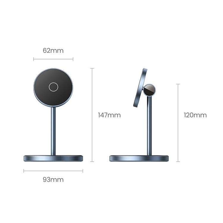 UGREEN Cargador inalámbrico magnético 2 en 1 con una fuerza magnética de 700g y un soporte de carga ajustable para iPhone 16 / 15 / 14 / 13 / 12 y AirPods