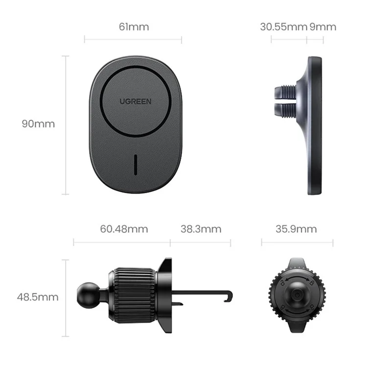 UGREEN 25925 15W Car Magnetic Wireless Charger Phone Charging Stand