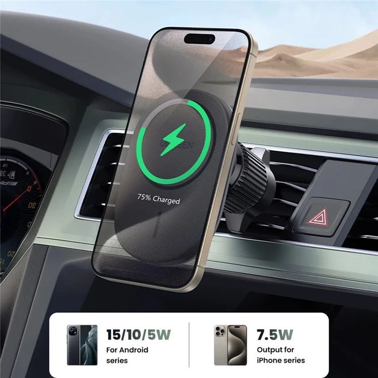UGREEN 25925 15W Car Magnetic Wireless Charger Phone Charging Stand