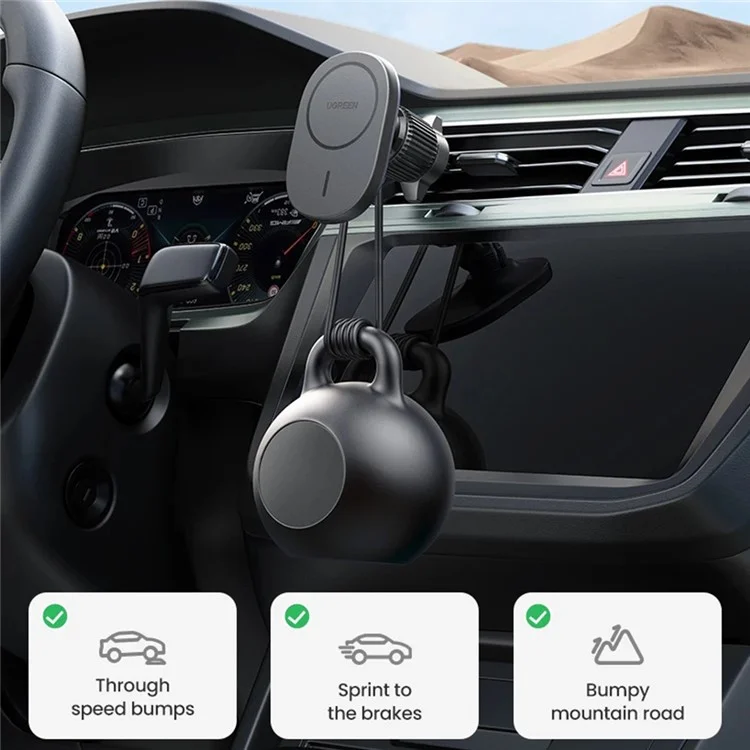 UGREEN 25925 15W Car Magnetic Wireless Charger Phone Charging Stand