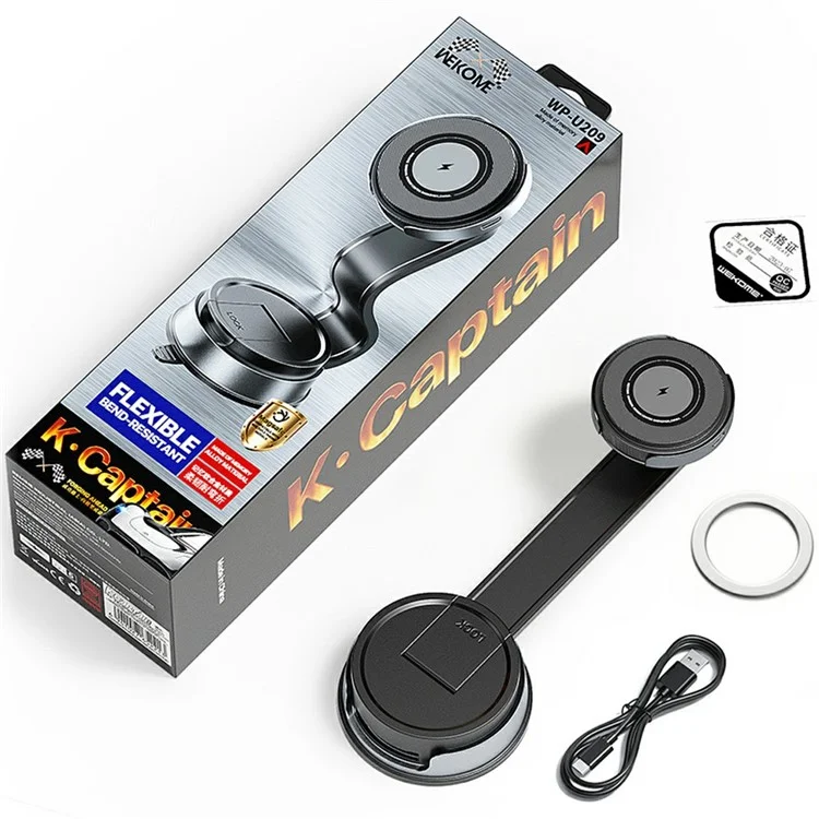 WEKOME WP-U209 Saugnapf-Autoladegerät 15W drehbarer magnetischer kabelloser Ladehalterung für Mobiltelefone