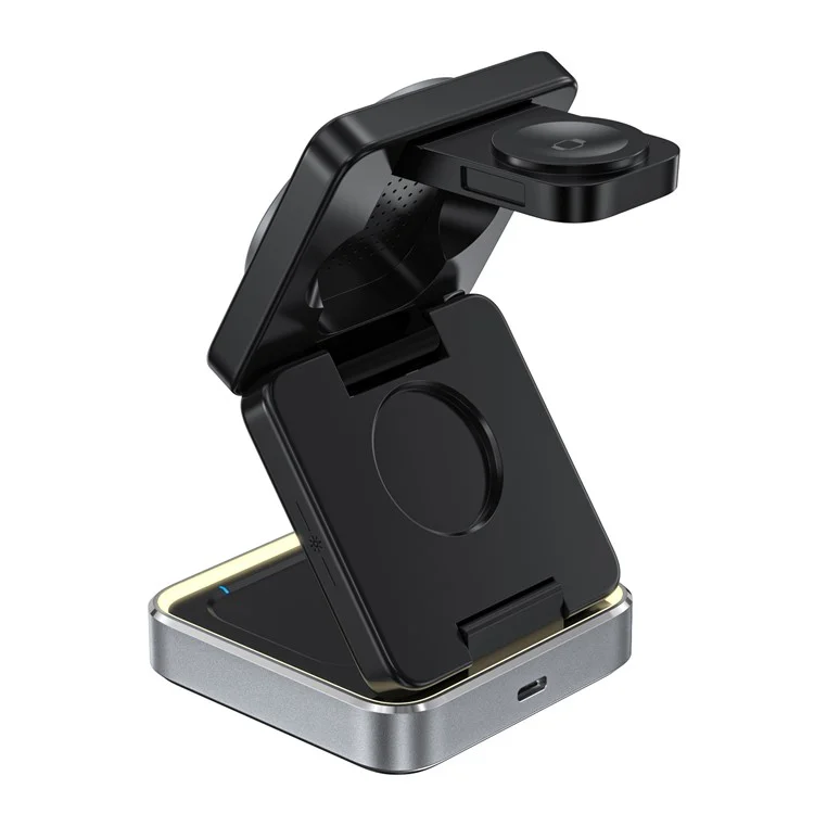 W90 3 in 1 Foldable Magnetic Wireless Charging Stand Phone Watch Earphone Charger