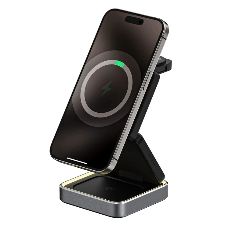 W90 3 in 1 Foldable Magnetic Wireless Charging Stand Phone Watch Earphone Charger