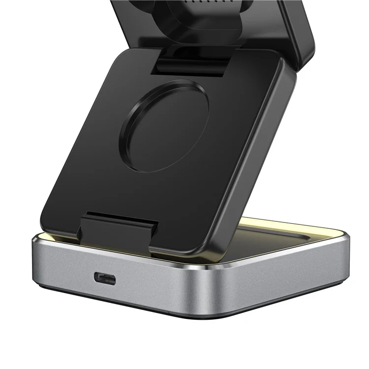W90 3 in 1 Foldable Magnetic Wireless Charging Stand Phone Watch Earphone Charger