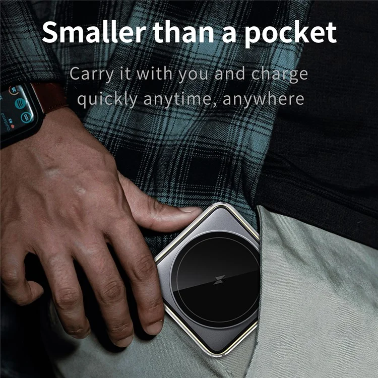 W90 3 in 1 Foldable Magnetic Wireless Charging Stand Phone Watch Earphone Charger