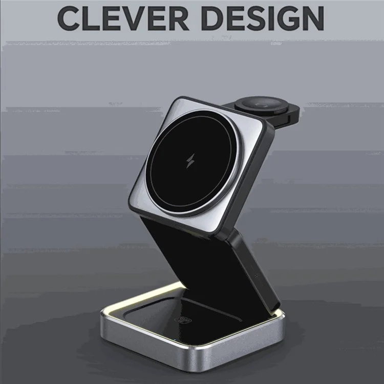W90 3 in 1 Foldable Magnetic Wireless Charging Stand Phone Watch Earphone Charger