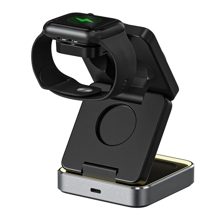 W90 3 in 1 Foldable Magnetic Wireless Charging Stand Phone Watch Earphone Charger