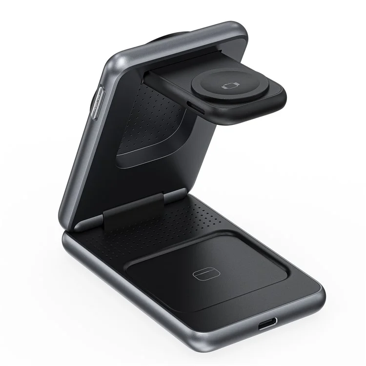 W93 Aluminum Alloy Magnetic Foldable 3 in 1 Wireless Charger Stand for iPhone  /  Apple Watch  /  AirPods