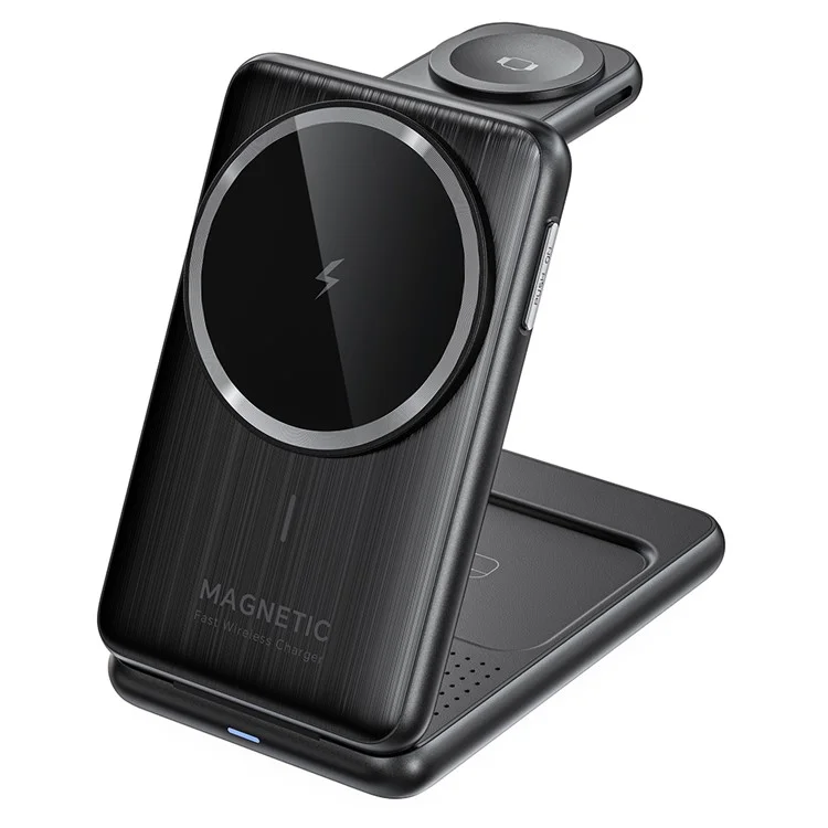 Bulk Purchasing W93 Aluminum Alloy Magnetic Wireless Charger Foldable 3 in 1 Phone Watch Earphone Charging Stand