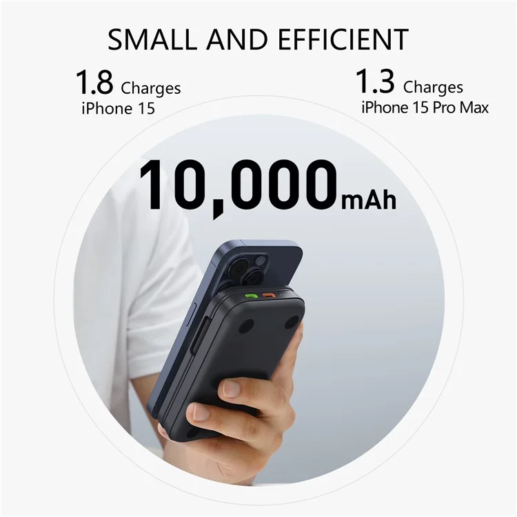 Carregador portátil de compra em volume MP05 de 10000mAh, carregador sem fio magnético Qi2 de 15W para telefone, relógio e fone de ouvido - painel branco redondo - branco