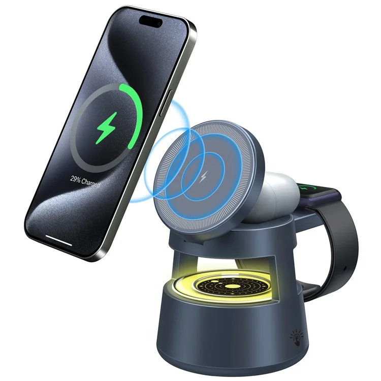 OJD-132B 4 en 1 Lampe de nuit Chargeur sans fil magnétique pour téléphone Apple, montre et écouteurs