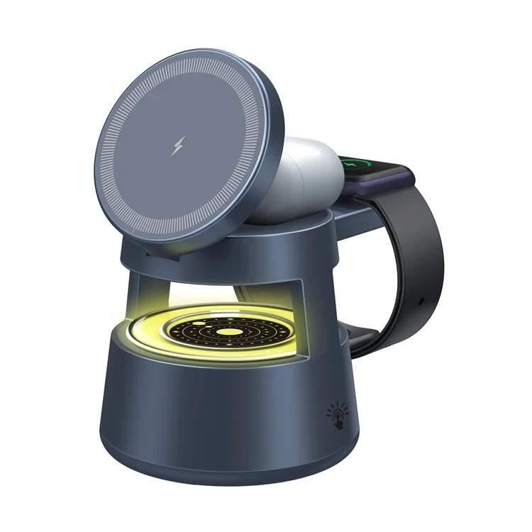 OJD-132B 4 en 1 Lampe de nuit Chargeur sans fil magnétique pour téléphone Apple, montre et écouteurs