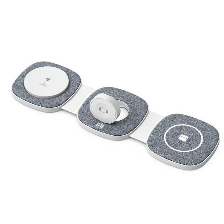 YM-T1 3 in 1 Magnetic Wireless Charger for Phone / Apple Watch / Airpods Foldable Travel Charging Pad - Dark Grey