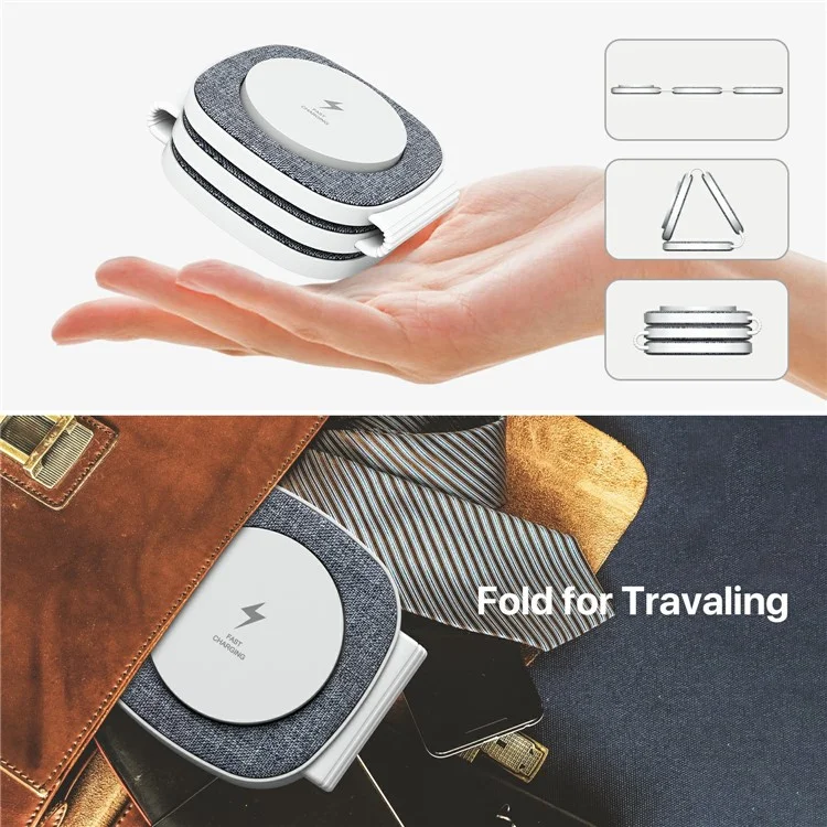 YM-T1 3 in 1 Magnetic Wireless Charger for Phone / Apple Watch / Airpods Foldable Travel Charging Pad - Dark Grey