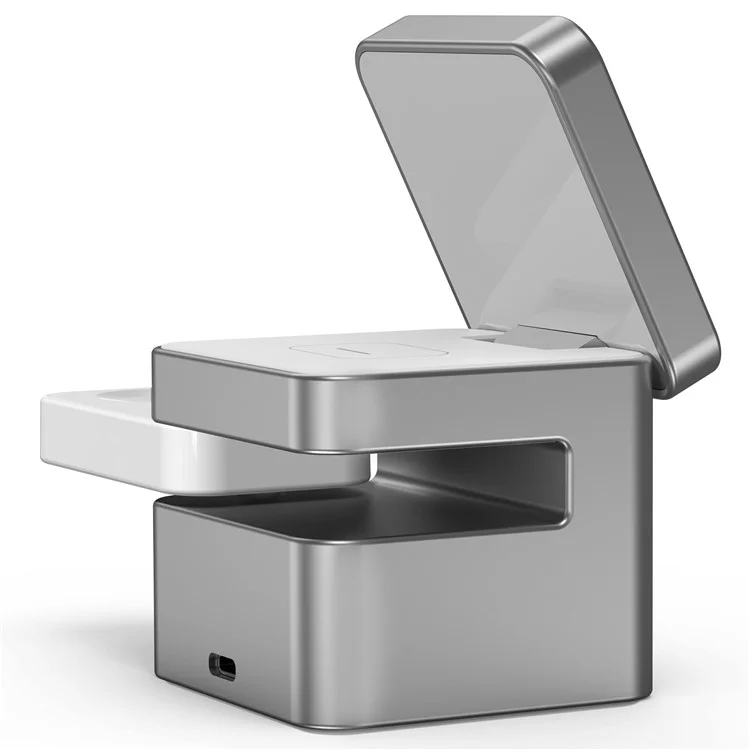 Estação de Carregamento Sem Fio 3 em 1 M35 Qi2 com Suporte Magnético em Liga de Alumínio para iPhone / Apple Watch / AirPods - Prata