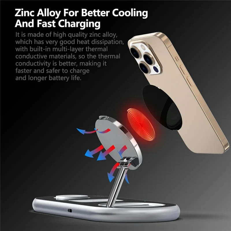 D301 Foldable Magnetic 3 in 1 Wireless Charger Phone Watch Earphone 15W Charging Stand with 18W Charger - Black / EU Plug