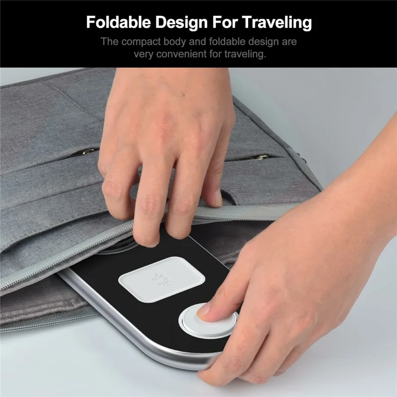 D301 Foldable Magnetic 3 in 1 Wireless Charger Phone Watch Earphone 15W Charging Stand with 18W Charger - Black / EU Plug