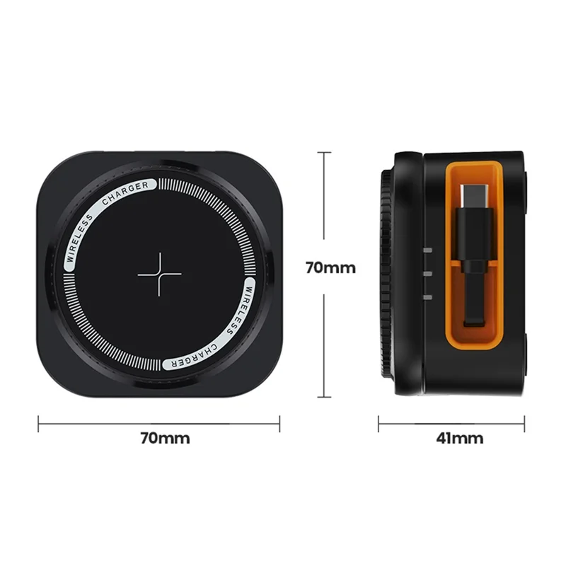 CYJ-10 3 In 1 15W Wireless Charger with Retractable Type C Cable for iPhone / Apple Watch / AirPods Foldable Charging Station - White