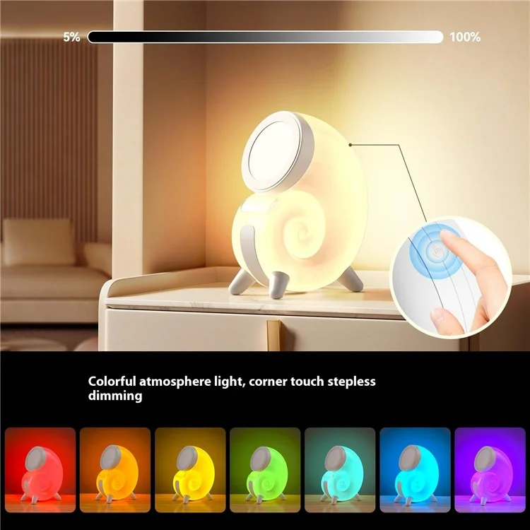 N70-C Magnetic Wireless Charging Stand Touch Control Conch Shape Multi Color Night Light