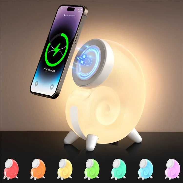 N70-C Magnetic Wireless Charging Stand Touch Control Conch Shape Multi Color Night Light