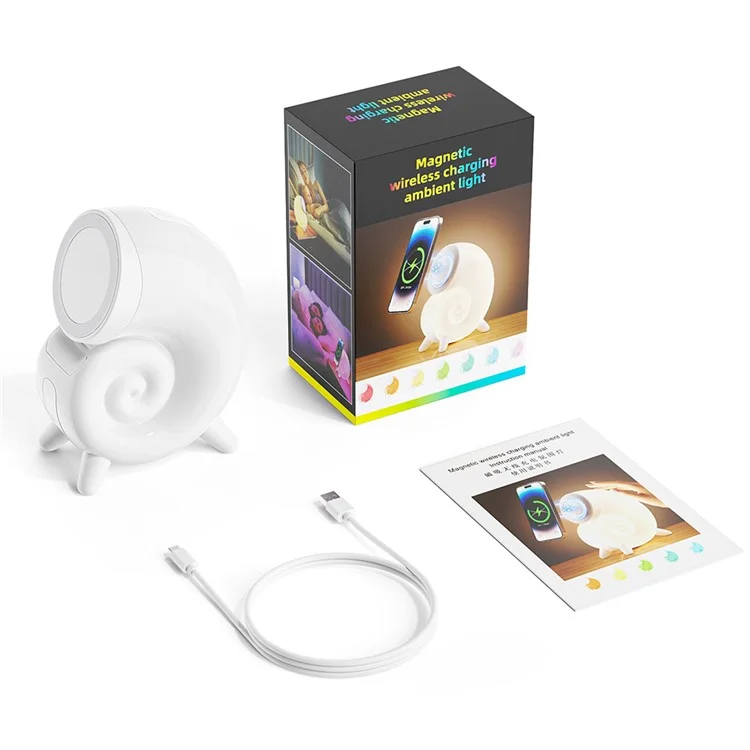 N70-C Magnetic Wireless Charging Stand Touch Control Conch Shape Multi Color Night Light