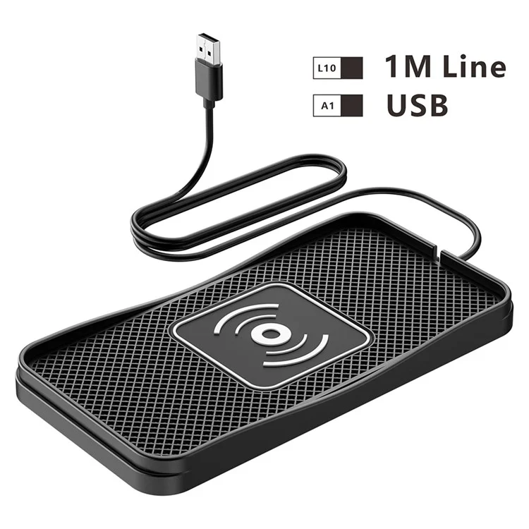 D3 20W Car Wireless Charger with 1m Cable Fast Charging Anti Slip Silicone Pad for Vehicles - USB Plug