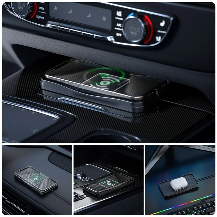 D3 20W Car Wireless Charger with 1m Cable Fast Charging Anti Slip Silicone Pad for Vehicles - USB Plug