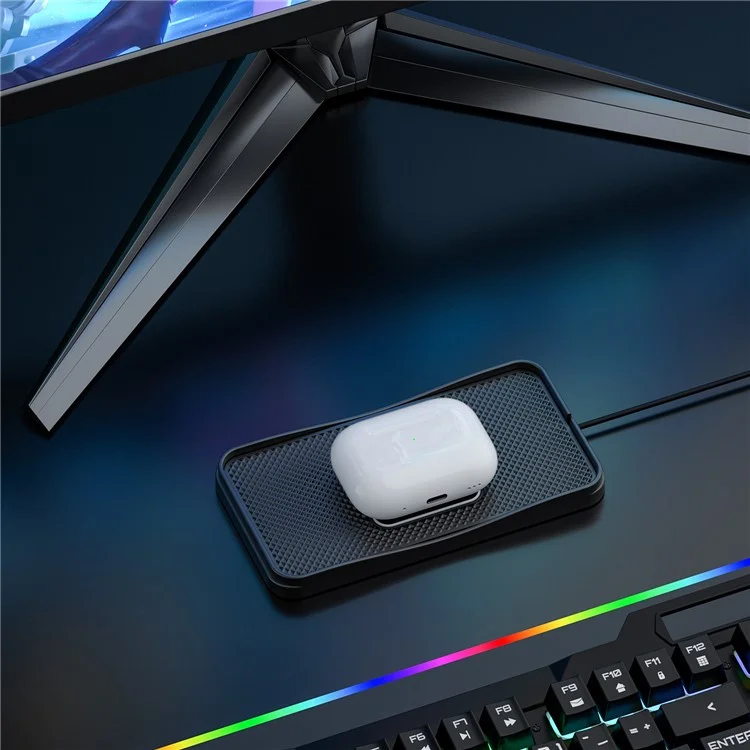 D3 20W Car Wireless Charger with 1m Cable Fast Charging Anti Slip Silicone Pad for Vehicles - USB Plug