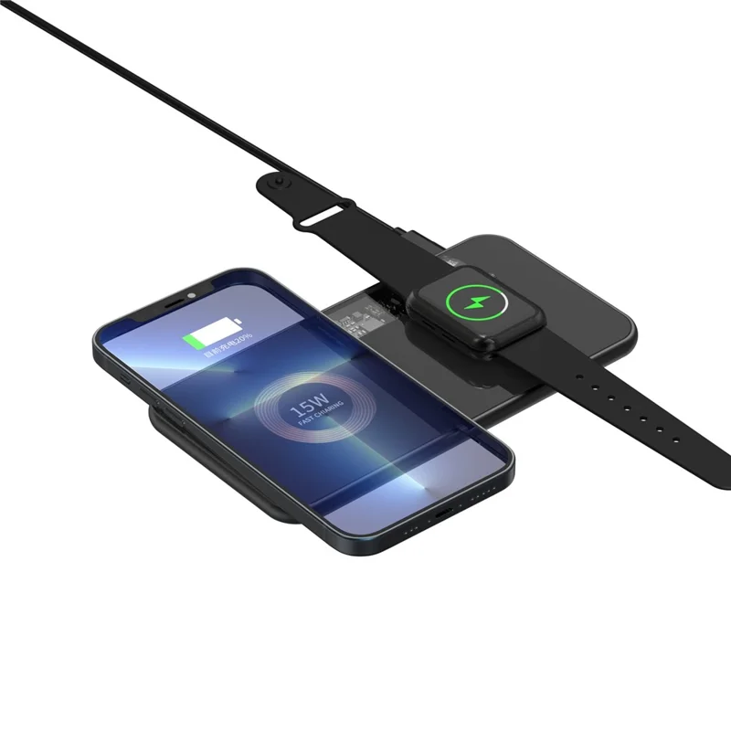 T07 Clear Design 15W Wireless Charging Pad Fast Magnetic Charger Dock for iPhone Android Phones Bluetooth-compatible Earphone