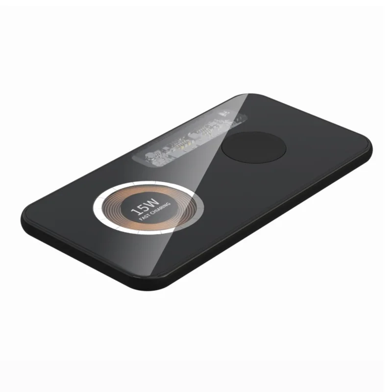 T07 Clear Design 15W Wireless Charging Pad Fast Magnetic Charger Dock for iPhone Android Phones Bluetooth-compatible Earphone
