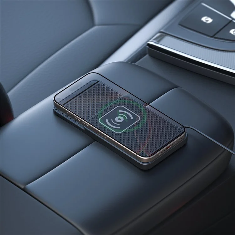 D1 Desktop Non Slip Silicone Charging Pad Shockproof 15W Car Wireless Charger with 1m Cable - USB Plug