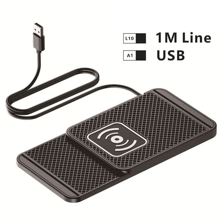D1 Desktop Non Slip Silicone Charging Pad Shockproof 15W Car Wireless Charger with 1m Cable - USB Plug