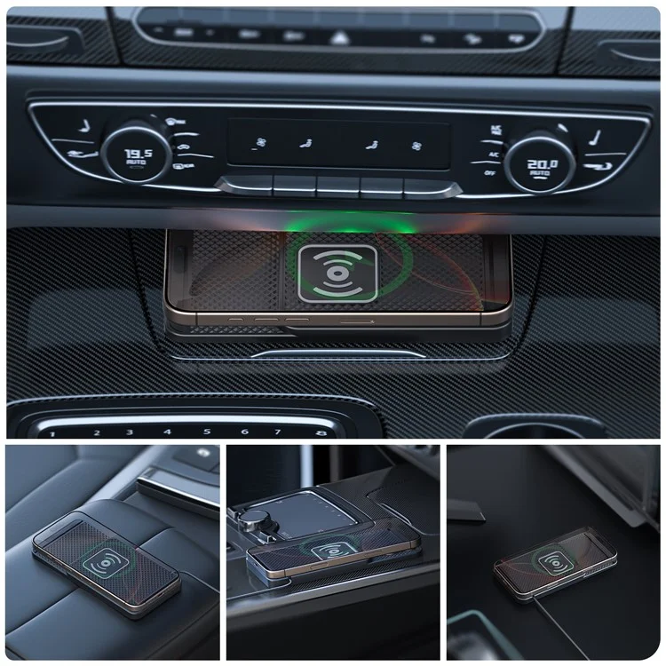 D1 Desktop Non Slip Silicone Charging Pad Shockproof 15W Car Wireless Charger with 1m Cable - USB Plug