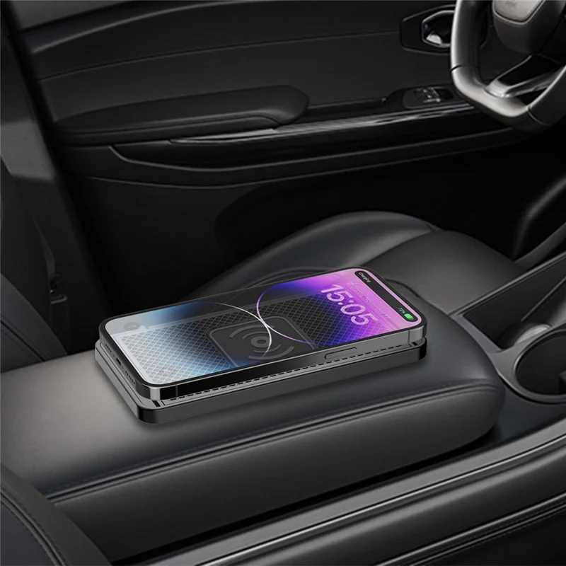 D10 15W Car Wireless Charger Non Slip Anti Shake Desktop Fast Charging Pad with 1m Cable for Smartphones - USB Plug