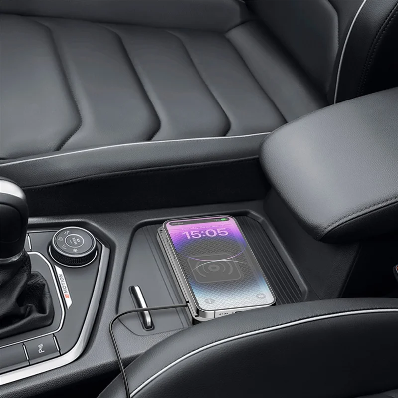 D10 15W Car Wireless Charger Non Slip Anti Shake Desktop Fast Charging Pad with 1m Cable for Smartphones - USB Plug
