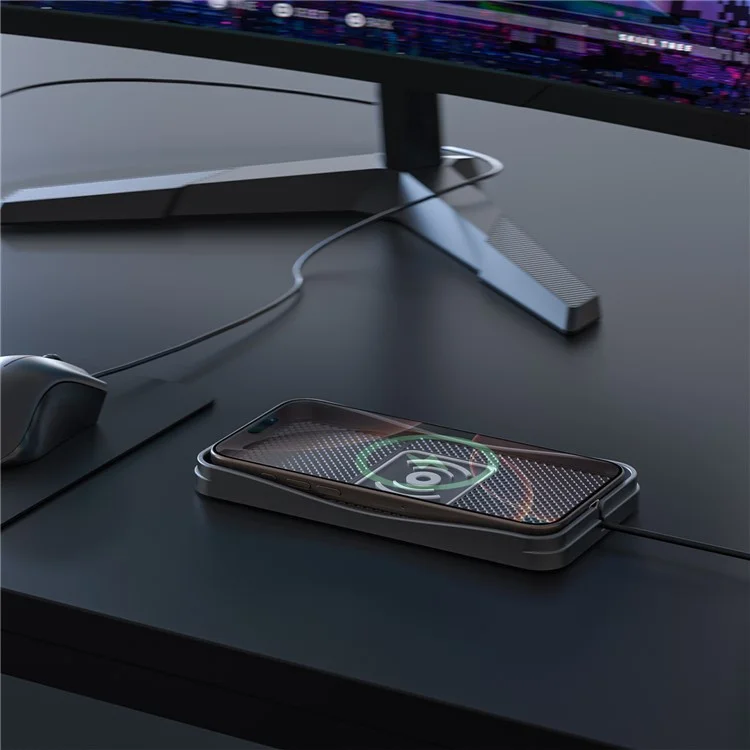 D13 Caricatore wireless antiscivolo da 15W per desktop, per auto e casa - Con cavo da 1m e spina USB