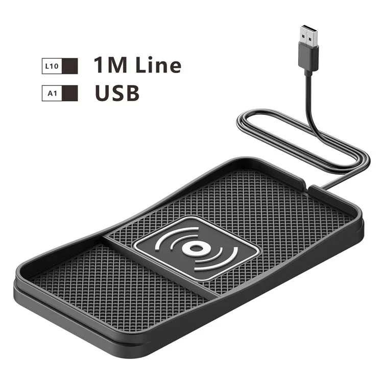 D13 Caricatore wireless antiscivolo da 15W per desktop, per auto e casa - Con cavo da 1m e spina USB