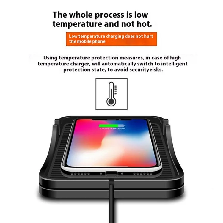 D7 Car Wireless Charger 15W Non Slip Desktop Charging Pad with 1m Cable for Automotive / Home - USB Plug