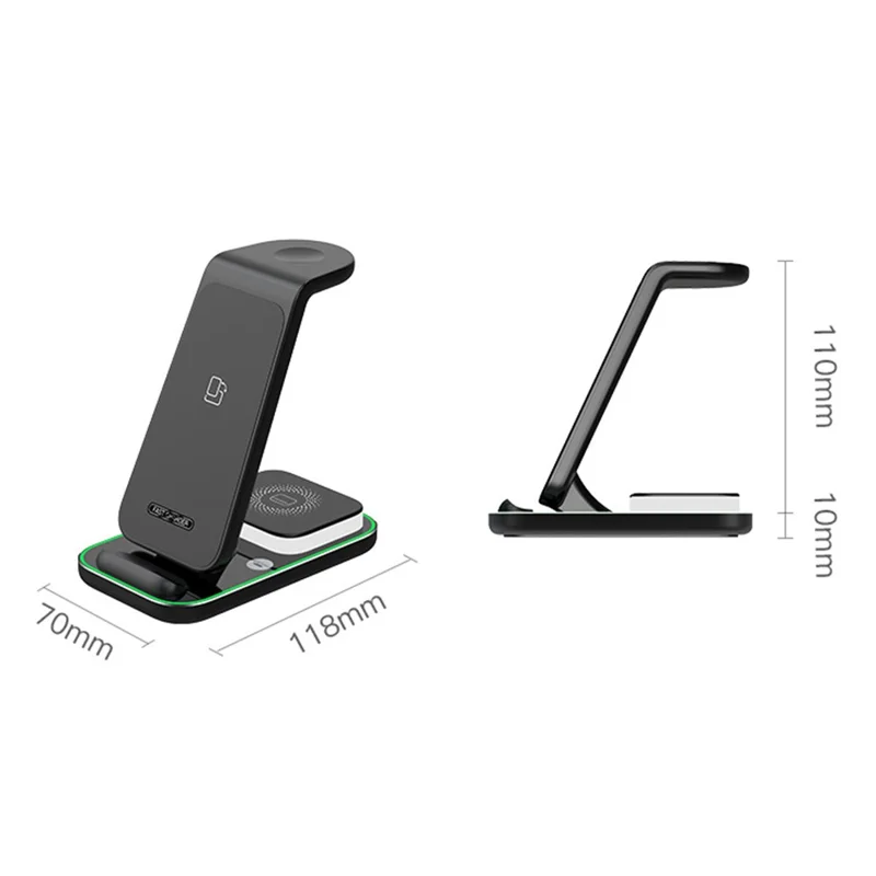 YF-A6 3-in-1 15W Dual-Coil Wireless-Ladegerät mit Nachtlicht für iPhone / Apple Watch / AirPods Ladestation - Weiß